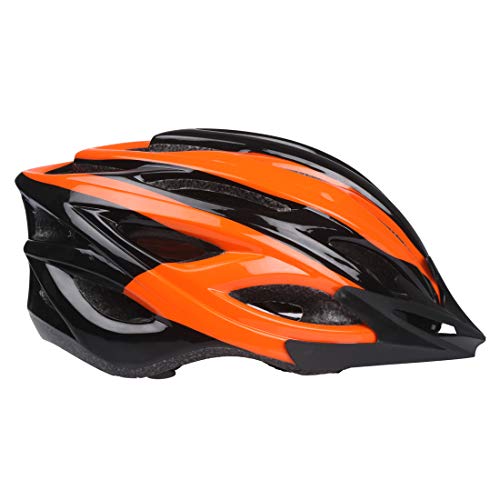 black and orange bicycle helmet