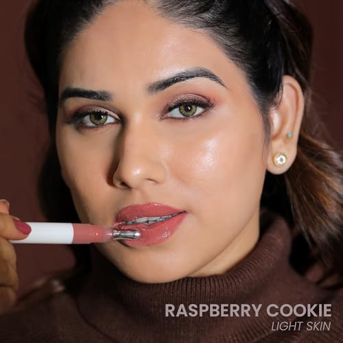 Image of LAMIOR Peptide Glaze Lip Balm - 3 in 1 Formula for Glossy Shine, Healing & Nourishment for Dry Dark & Pigmented Lips with Shea Butter, Non Sticky, Moisturizing Lip Balm for Women, (Raspberry Cookie)
