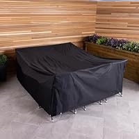 CHARLES BENTLEY Premium Rectangular Garden 6 Seat Furniture Cover, Waterproof, Tear Resistant, For Outside, Patio, Garden Table Cover, Windproof, Large, Weatherproof, Easy Clean, Black (215x173x80cm)