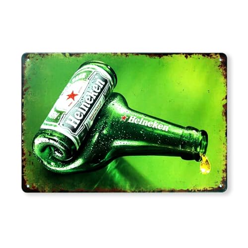 Image of Eazywagon Decorative Retro Metal Signs Wall Plate - 12x8 Inch (Heneiken Bottle Fold) | Weatherproof Vintage Metal Sign Plate for Cafe, Home, Bar, Garage | Decorative Wall Hanging Sign Board