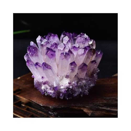 Fabig 天然水晶 原石 天然石 台座付き クラスター置物 浄化ストーン 黄水晶 紫水晶 緑水晶 白水晶 六角柱 瞑想用 マジック パープル パワーストーン 誕生石 プレゼント 風水浄化置き石飾り 風水幸運物 I12