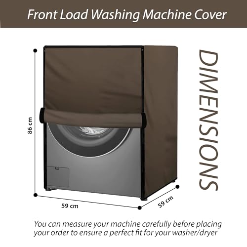 Image of Waterproof & Dustproof Top Front Load Washing Machine Cover for 6 kg 6.5 kg 7kg & 7.5 kg Compatible for IFB LG Samsung Whirlpool Bosch Haier | Siemensfor with Pipe Holes (Beige)