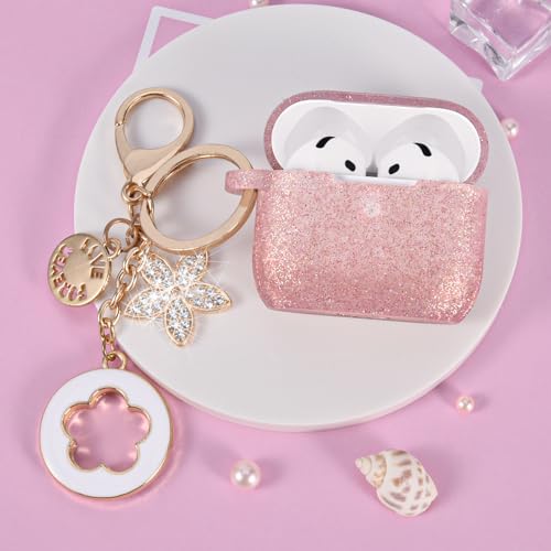 Image of Case for Apple Airpods 4 - VISOOM Airpods 4 Cases 2024 Cover Women Anti-Drop Silicone iPods 4 Earbuds Wireless Accessorie Charging Cases Girl Bling Keychain for Airpod iPods 4th Generation