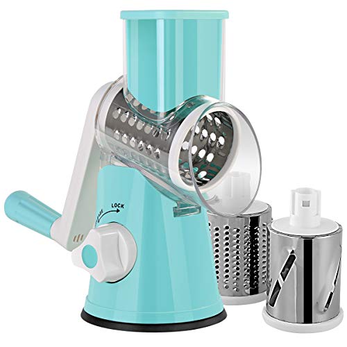 Lijade Multifunctional Rotary Mandoline Slicer Grinder,Vegetable Chopper,Nut Cheese Shredder,Cabbage Veggie Cutter with Round Graters Kitchen Chopping Tool