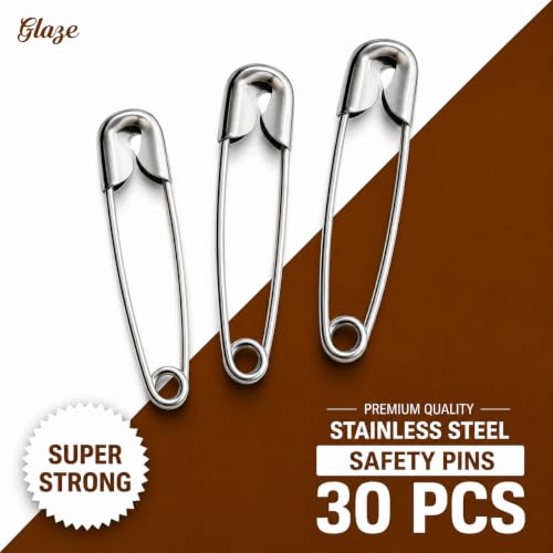 Image of Safety Pin | Stainless Steel Rust-Resistant Safety Pins for Saree, Dupatta, Sewing, Tailoring, Quilting, Craft, Baby Clothes & Daily Household Use (Silver, 0)