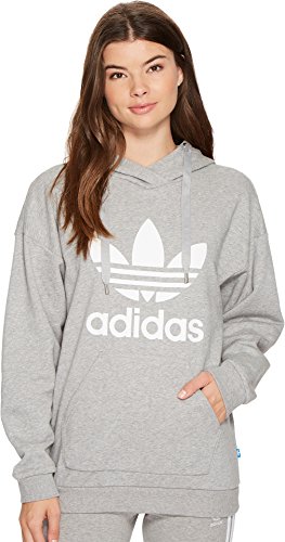 Image of adidas Originals Women's Trefoil Hoodie Hooded Sweatshirt, Medium Grey Heather0, X-Small