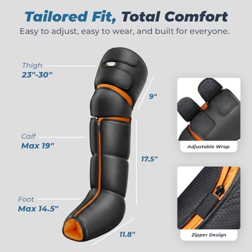 Image of Flexnest Heated Leg Massager, 3-in-1 Leg Compression Massager for Circulation and Pain Relief Air Compression Foot, Calf, Thigh Massager with Handheld Controller - Black Flow