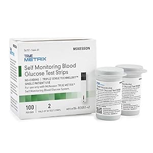 McKesson True METRIX Self-Monitoring Blood Glucose Test Strips – Supplies for Diabetes Self Monitor Systems, 100 Strips, 3 Packs, 300 Total