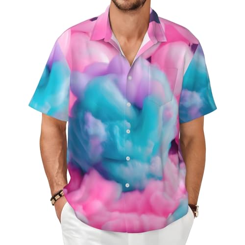 Chemise manches courtes homme coton rose imprimé contre la chaleur
