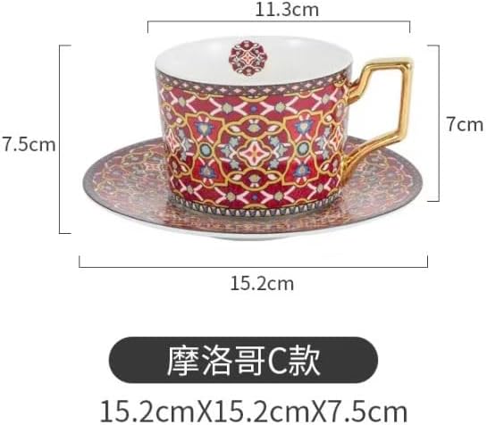 Ceramic Coffee Cup Saucer Spoon Set,Coffee Cups,Tea Cups,Coffee Cup* Tea Cup And Saucer Set,Set Coffee Cup And Saucer Moroccan Style Of Columbia With Ceramic Tea Afternoon Cup Of 250ml(Type C)