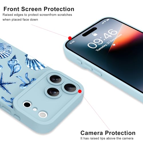 Image of ZIYE for iPhone 17 Pro Case Blue Seashell Bow Pattern