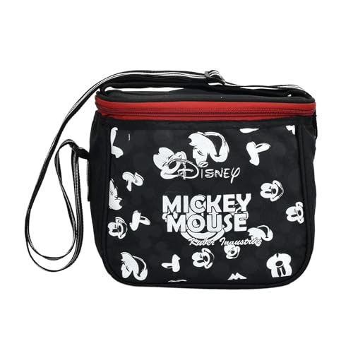 Image of Kuber Industries Disney Mickey Lunch Bag for Office & College | Front Pocket Reusable Lunch Bag for Adults | Black
