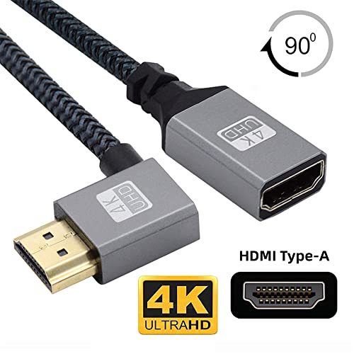 NFHK HDMI 1.4 Type A Male to A Female Extension Cable Left Angled 90 Degree Support HDTV 4K 60hz 3D, Black - Image 4