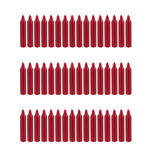 Mega Candles 48 pcs Unscented Straight Red Taper Candles, Hand Poured Wax Candle 4 Inch x 3/4 Inch, Home Décor, Wedding Receptions, Centerpieces, Birthdays, Celebrations, Romantic Events, Holders