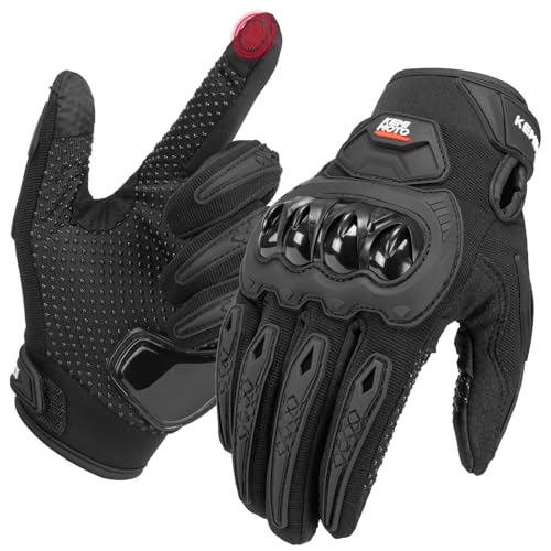 KEMIMOTO Guantes Moto Hombre, Guantes Moto Verano Protector Nudillos, Guantes Transpirables Exterior Pantalla Táctil para Hombre y Mujer, para Motos, Bicicletas, Scooters, Caza