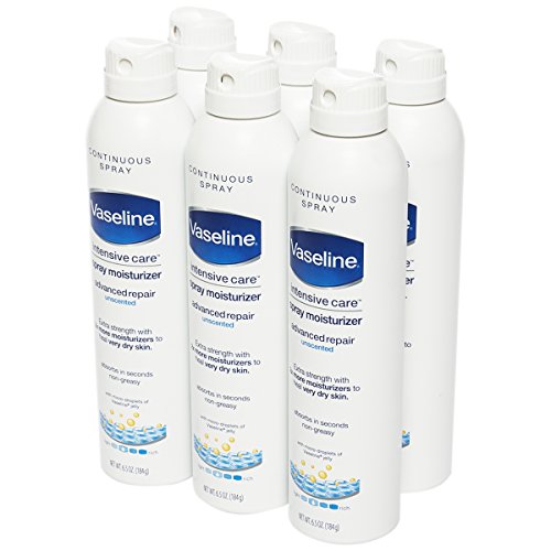 Vaseline Spray Moisturizer Unscented Lotion, Intensive Care Advanced Repair Lubricant For Dry Skin, 6.5 Ounce Spray Bottle (Pack Of 6)
