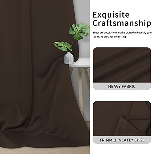 Image of Easy-Going Blackout Curtains for Bedroom, Solid Thermal Insulated Grommet and Noise Reduction Window Drapes, Room Darkening Curtains for Living Room, 2 Panels(42x63 in, Dark Brown)