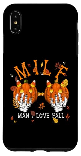 M I L F Man I Love Otoño Temporada Esqueleto Calabaza Mano Carcasa para iPhone XS Max