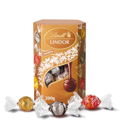Lindt LINDOR Praline di Cioccolato al Latte, Fondente, Bianco, 16