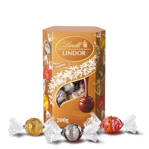 Lindt LINDOR Praline di Cioccolato al Latte, Fondente, Bianco, 16 Cioccolatini Assortiti, in confezione 200g