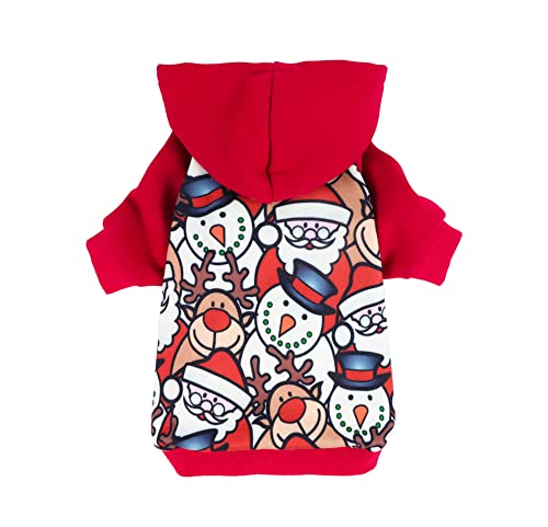 Fitwarm Dog Christmas Outfit Holiday Dog Hoodie Lightweight Velvet Breathable Puppy Clothes Pet Sweatshirt Doggie Hooded Outfits Cat Apparel Red Small #TOP8