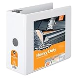 Wilson Jones 5 Inch 3 Ring Binder, Heavy Duty D-Ring View Binder, White (W385-50WPP)