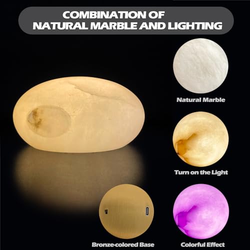 Image of Mable Textured LED Night Light, 16 Million RGBW Colors Egg Light, 3000K Warm White, USB Rechargeable Ambient Lamp for Kids Room, Bedroom, Camping, Present
