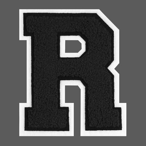 FANCIBAND 4.5 Inch Chenille Varsity Letter Patches Black Iron On Letters