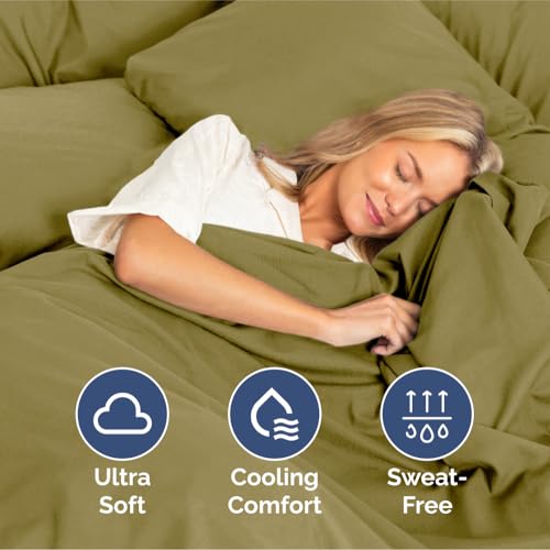 Image of King Size 4 Piece Sheet Set - Ultra Soft & Cooling Sheets - Olive Yellow | Fits 8 Inch to 16 inch Mattress, Wrinkle Free & Fade Resistant with Deep Pockets, Breathable, Comfy Hotel Luxury Bedding