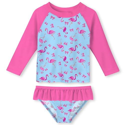 Image of UNIFACO Toddler Girls Swimsuit Rashguard Set Summer Beach Breathable Tankini with UPF 50+ Sun Protection 2-8T