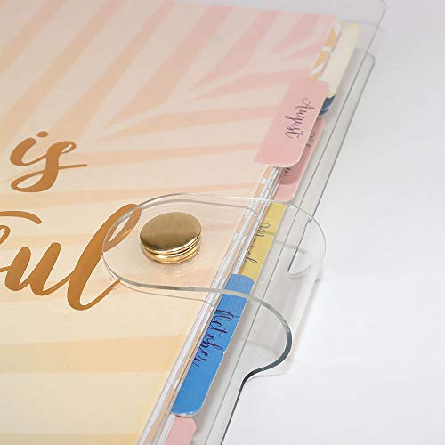 Etspolt Clear Binder Rose Gold Round Ring Binder Cover With Snap Buttom, 6 Ring Pvc Clear Paper Protector Sleeves For Binders A6 Loose Leaf Folder Notebook (A5 21Mm, Gold) #TOP3