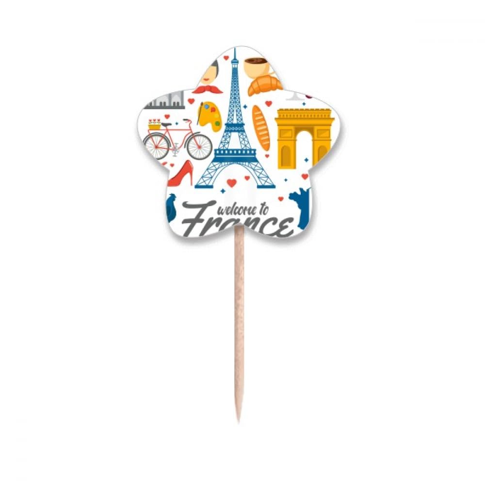 Cure-dents drapeau France étiquette cupcake et pics apéritif bois