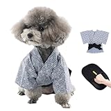 AIYOI 犬服 猫服 ペット服 甚平 犬 浴衣 男の子【着脱簡単 毛取り手袋を贈り 脱毛保護】 ペット用袴 通気性 春夏薄手 かわいい 小中型犬 犬猫兼用 お出掛け お散歩 日焼き防ぐ おしゃれ ドッグウェア 洗濯機対応 和風 五三 結婚式 お祝い 祭り 誕生日 記念撮影 花火祭り対応 インスタ映え (ライトブルー, M)
