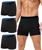 BEENIUBEE Calzoncillos de incontinencia para hombre, 150 ml, absorbentes y lavables de algodón para incontinencia, calzoncillos reutilizables a prueba de fugas, 3 unidades (negro, M)