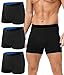 BEENIUBEE Calzoncillos de incontinencia para hombre, 150 ml, absorbentes y lavables de algodón para incontinencia, calzoncillos reutilizables a prueba de fugas, 3 unidades (negro, M)