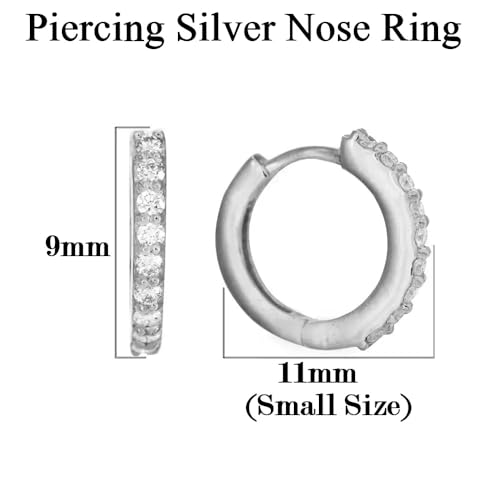 Image of VAMA FASHIONS Silver Gold Rosegold Crystal Stone Piercing Ring Nose Pin Pierced Hole Type Nosepin for Women & Girls
