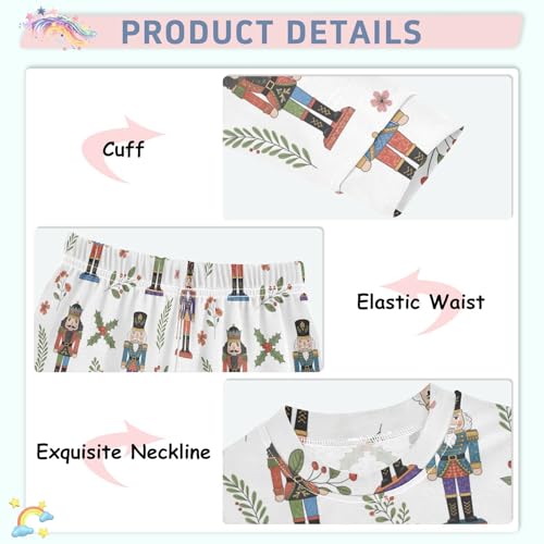 Pajama Sets Long Sleeve Colorful Nutcracker Soldier Soft Comfy Sleepwear 2 Piece PJS 3-8T4