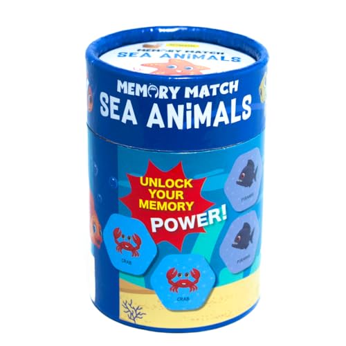Image of THE BOOK TREE Memory Match Game: Sea Animals - 24 Durable Cards, 12 Ocean-Themed Pairs, Brain-Boosting Educational Game for Kids, Toddlers, and Families