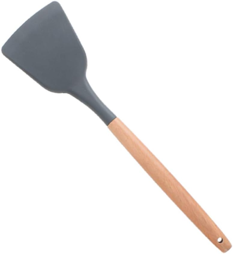 12 PCS Silicone Kitchen Utensil Set Bamboo Wooden Handles Cooking Utensils (Gray)