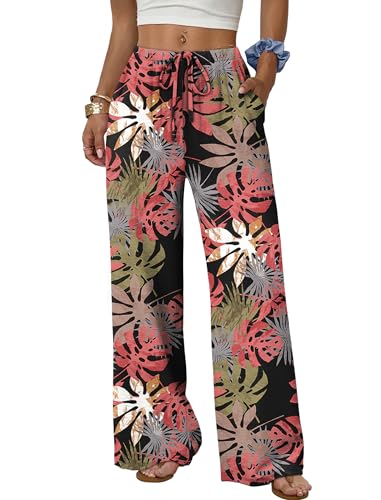 Sampeel Womens Clothing Fashion Tropical Vacation Outfits Beach Vacation Clothes Plus Size Flowy Summer Pants Lounge Travel Cruise Outfits Hawaii 2026 M