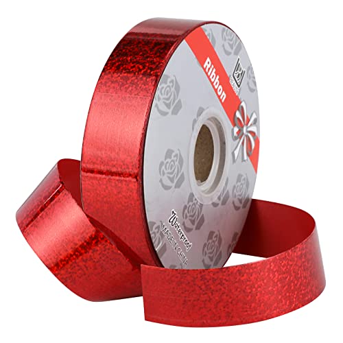1inch x 100yards Waterproof Ribbon Red Curling Ribbon for Gifts Package Wrapping Bows Crafting Wedding.