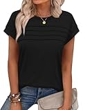 Womens Tops Dressy Casual Spring Tops Short Sleeve Shirts Cruise Summer Outfits 2026 Business Casual Outfits Cute Trendy Resort Wear Beach Vacation Clothes for Women Blouses Women's Clothing Black