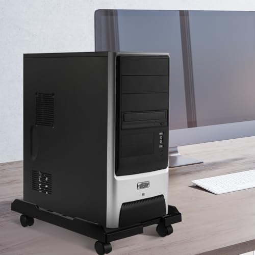 Support de tour PC télescopique noir avec roues pour ordinateur - 5