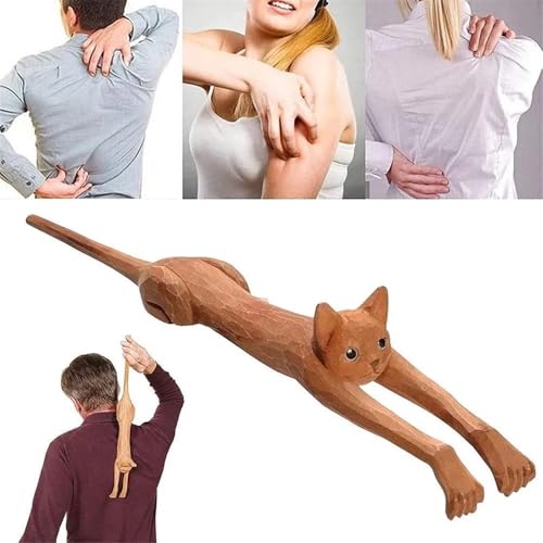 Gratte-dos bois artisanal sculpture chat masseur bien-être durable