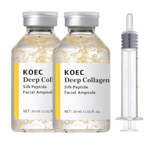 Image of KOEC 2PCS Deep Collagen Silk Peptide Facial Ampoule Set Face Lifting Serum,Intensive Tightening & Smoothing & Hydrating,Non-Greasy,Gentle Formula