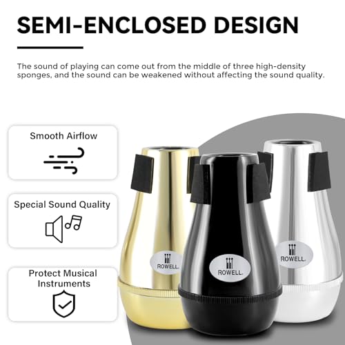 Rowell TMBN-003 Trombone Mute Abs Trombone Mute Silencer Lightweight Black Trombone Mute Trombone Mute thumb #2