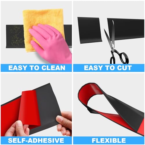 Duzzy Flexible Baseboard Molding Trim, 6 Inch(W) x 60 Feet(L) Peel and Stick Rubber Wall Trim Molding, Self-Adhesive Vinyl Wall Base Cove Base (Black) - Thumbnail 5