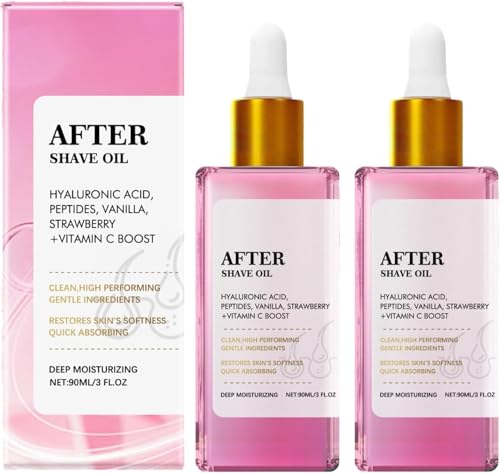 Strawberry Vanilla After Shave Oil for Smooth Skin, After Shave Oil - Strawberry & Vanilla Scent Truly, Prevent Ingrown Hairs & Dryness, Soothe Razor Burn (2 PCS)