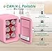 CROWNFUL Mini Fridge, 4 Liter 6 Can Portable Cooler and Warmer, Personal Fridge for Skin Care, Cosmetics, Food, Great for Bedroom, Office, Car, Dorm, ETL Listed (Matte Pink) [Energy Class A]