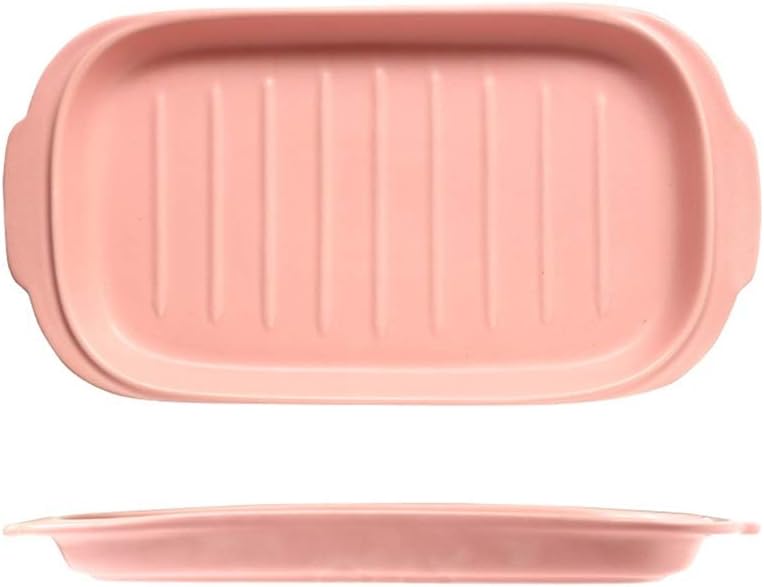 セラミック耐熱皿 長方形バイノーラルストライプベーキングパンチーズパン西プレート電子レンジベーキング専用ベーキングパン 家族へのプレ